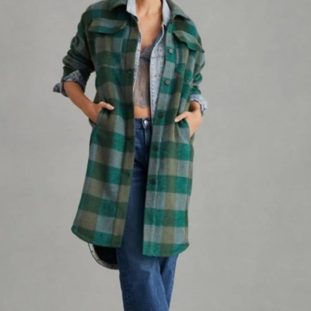 Anthropologie Green Plaid Jacket